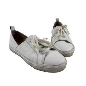 Lucky Brand Dansbey Womens 7 White Leather Low Top Lace Up Casual Sneakers Logo